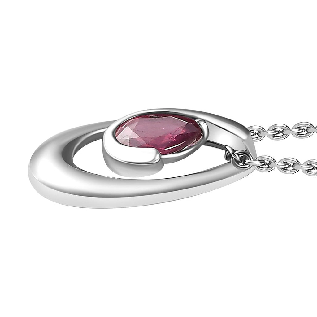 Ruby Pendant with Chain (Size 20) in Rhodium Overlay Sterling Silver 1.00 Ct.