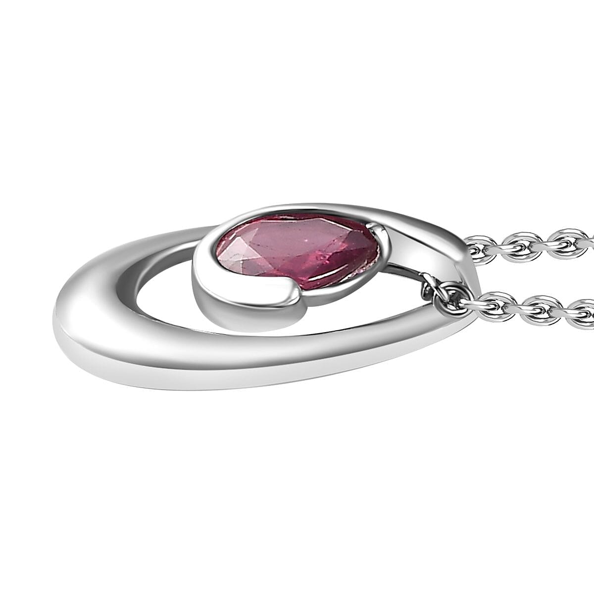 Ruby Pendant with Chain (Size 20) in Rhodium Overlay Sterling Silver 1.00 Ct. 4284616 4