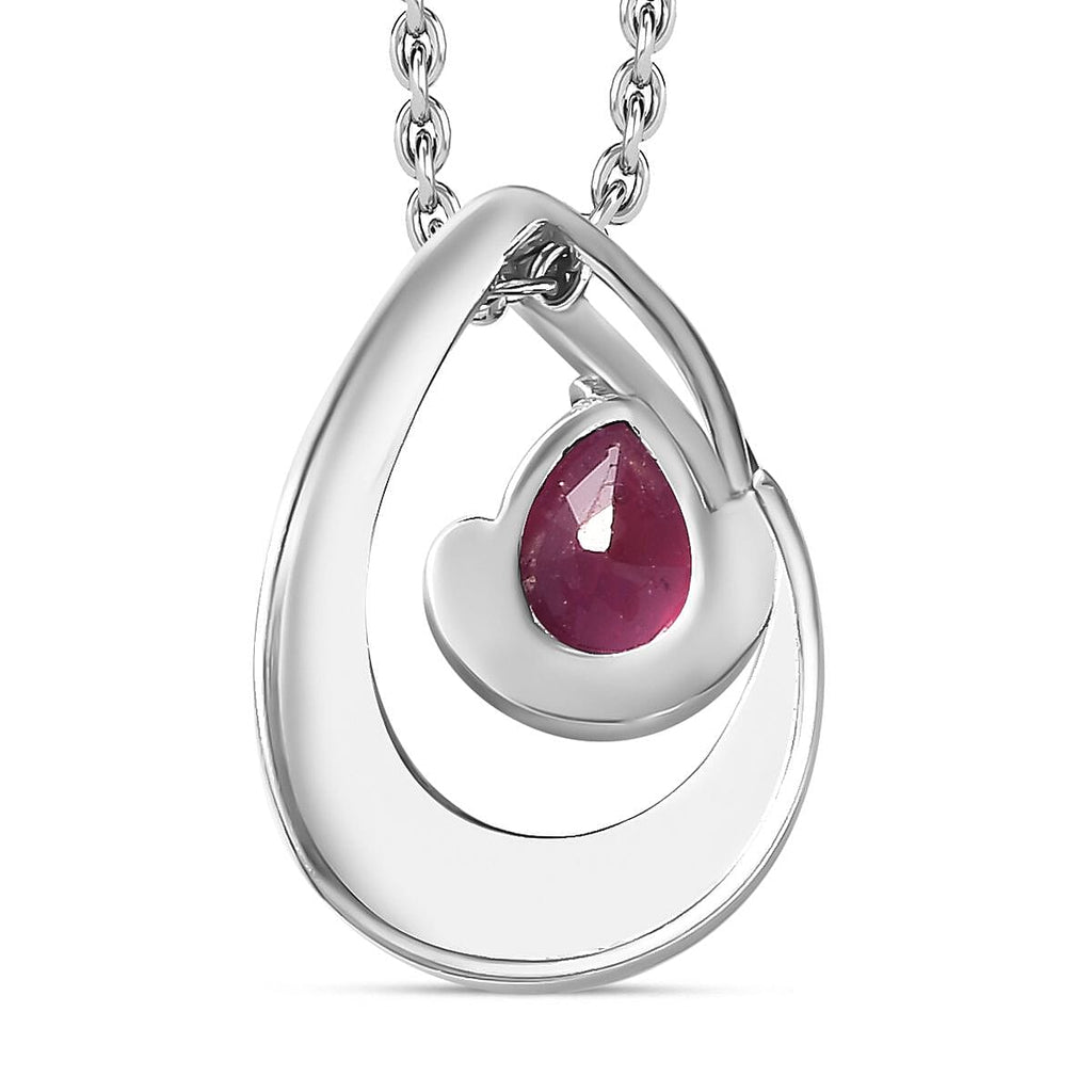 Ruby Pendant with Chain (Size 20) in Rhodium Overlay Sterling Silver 1.00 Ct.