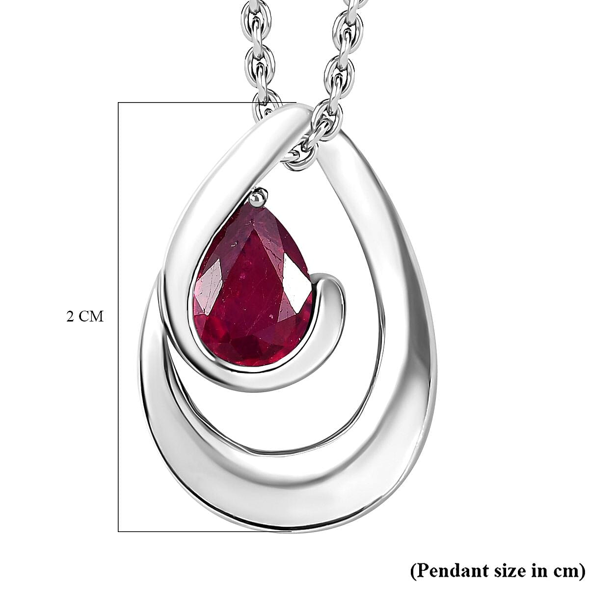 Ruby Pendant with Chain (Size 20) in Rhodium Overlay Sterling Silver 1.00 Ct. 4284616 6