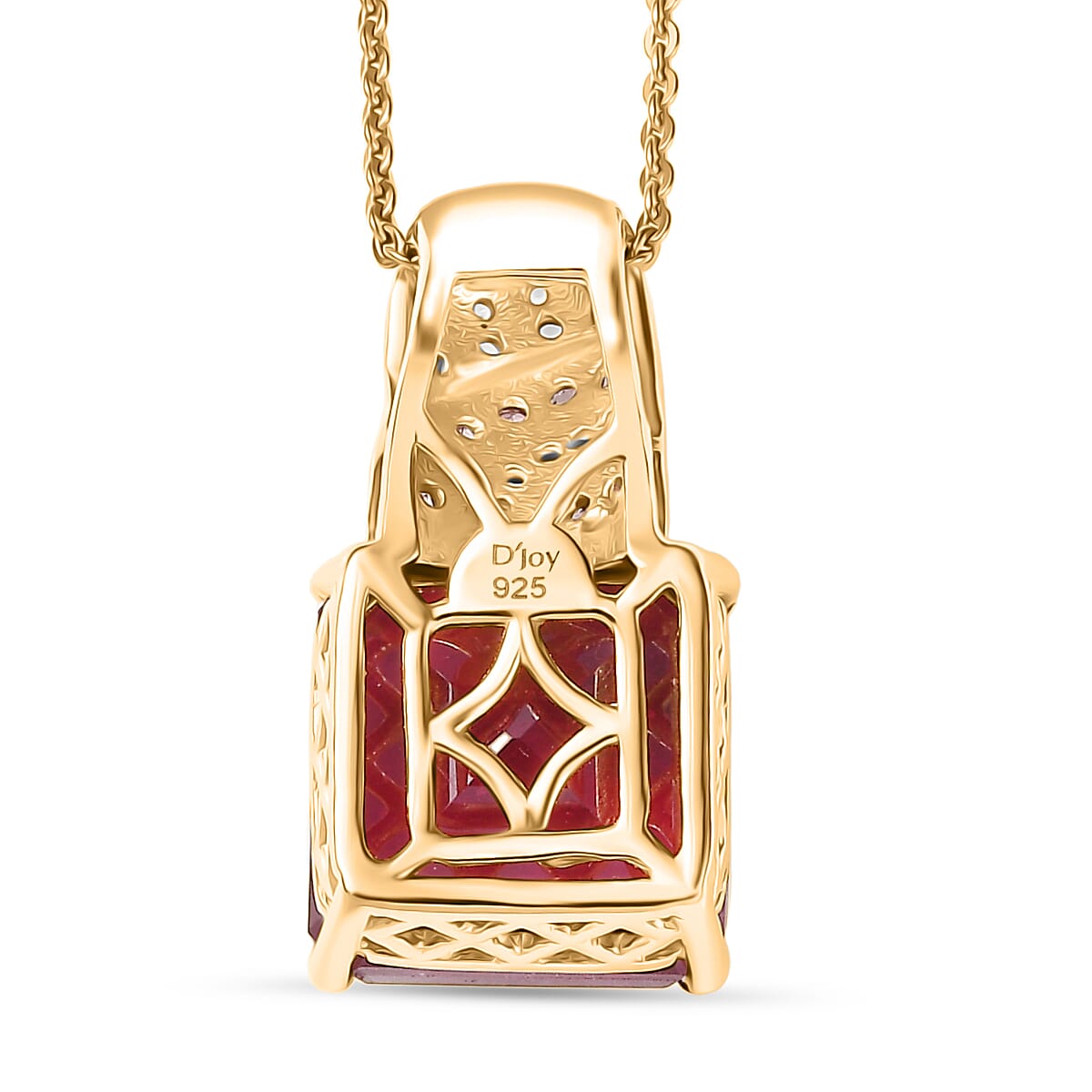 Fissure Filled Ruby, Pink Sapphire, White Zircon Pendant with Chain (Size 20) in 18K Vermeil Yellow Gold Plated Sterling Silver 11.29  Ct. 4417803 5