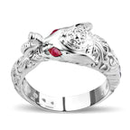Royal Bali Collection - African Ruby Elephant Ring in Sterling Silver, Silver Wt. 5.10 GM