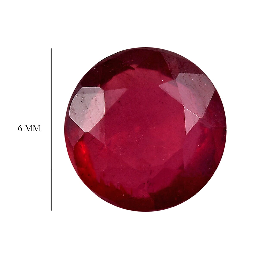 Fissure Filled Ruby Round Gemstone 0.99 Ct.
