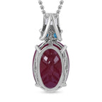 African Ruby, Arizona Sleeping Beauty Turquoise and Natural Zircon Pendant with Chain (Size -18) in Rhodium Overlay Sterling Silver 9.15 Ct.