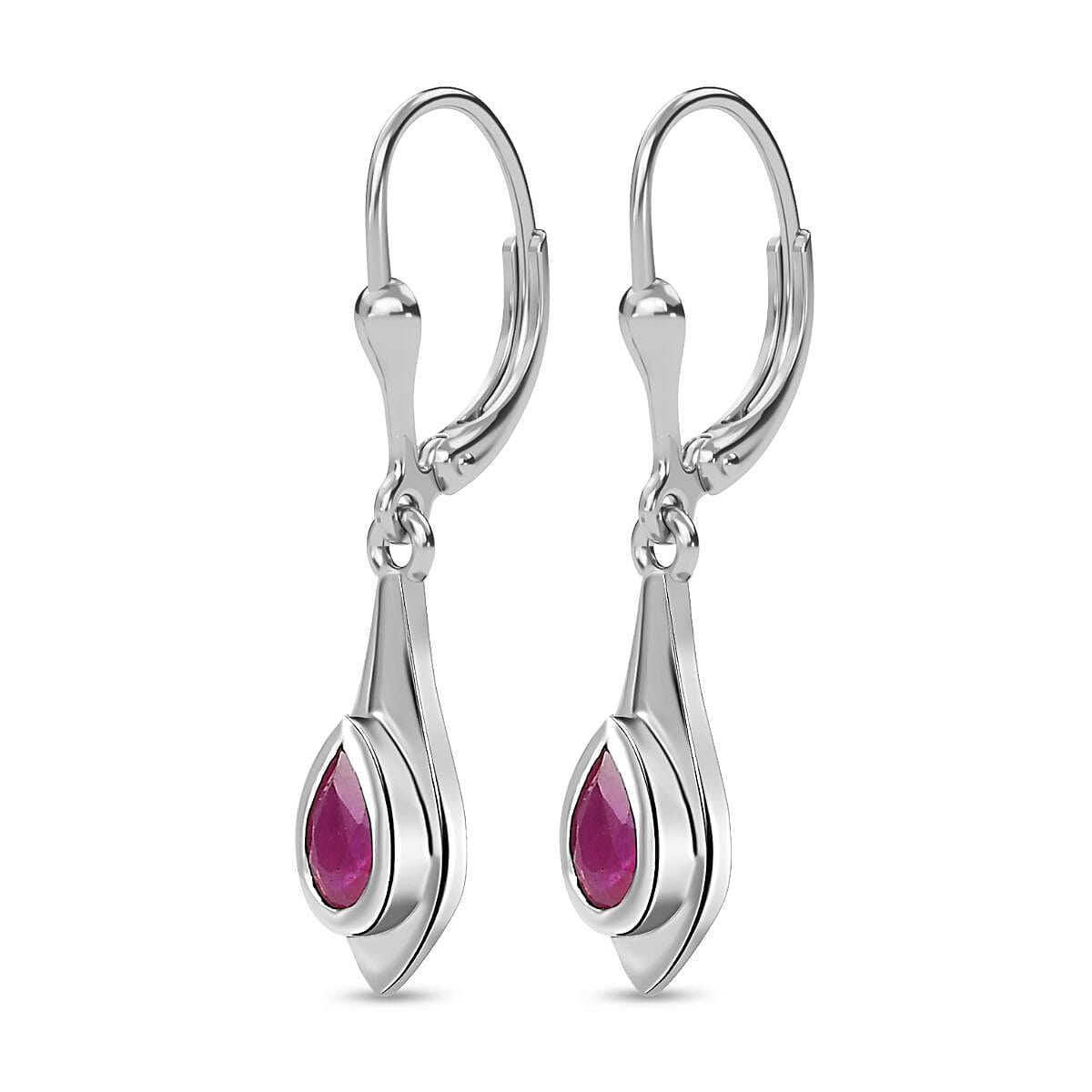 African Ruby Solitaire Dangle Earrings in Platinum Overlay Sterling Silver 1.10 Ct 7268157 3