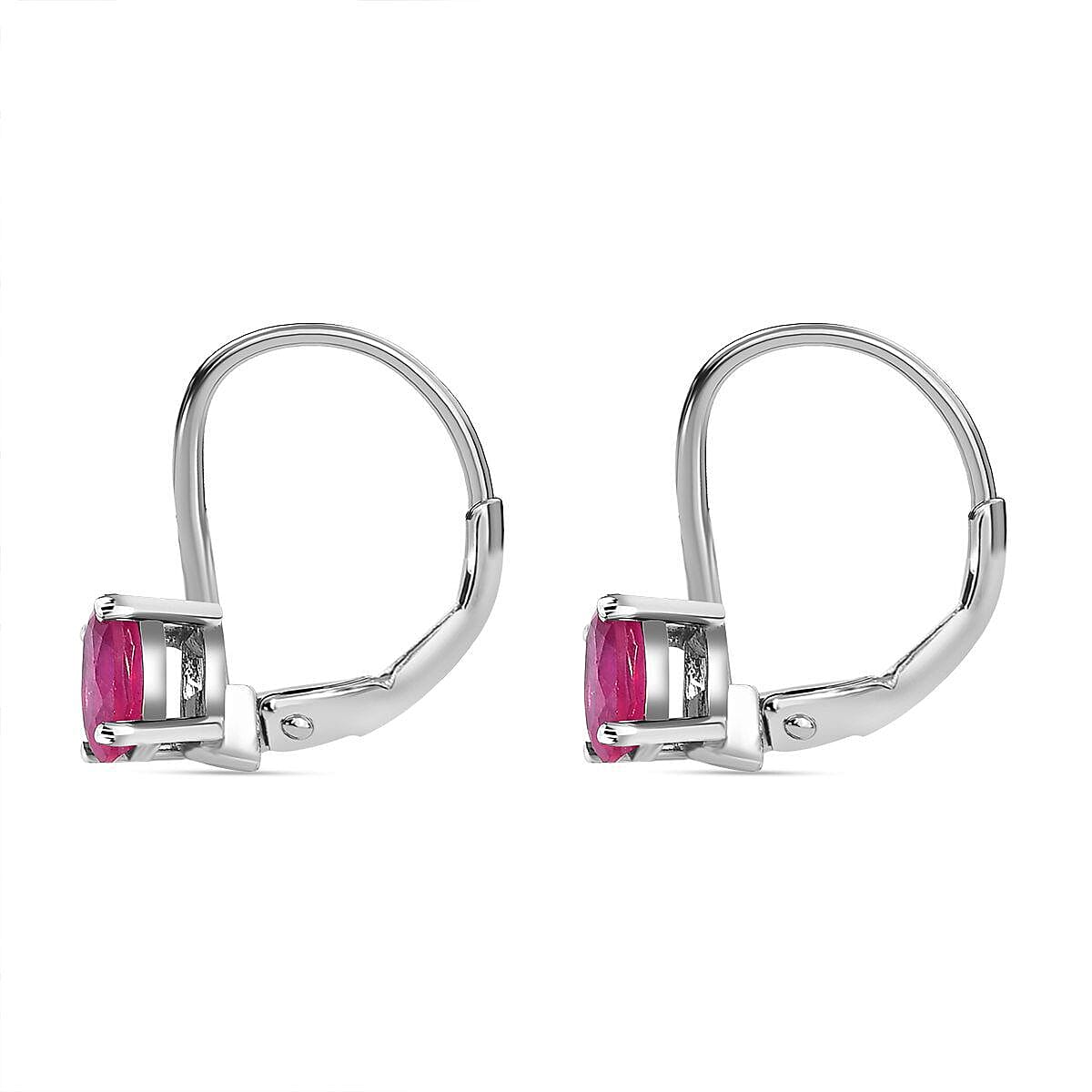 Close Out Deal - Cabo Delgado Ruby Solitaire Lever Back Earrings in Platinum Overlay Sterling Silver 1.33 Ct. 7457846 4