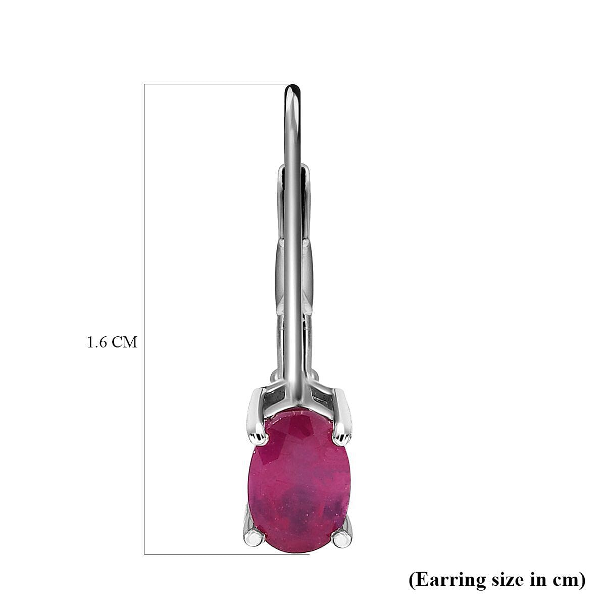 Close Out Deal - Cabo Delgado Ruby Solitaire Lever Back Earrings in Platinum Overlay Sterling Silver 1.33 Ct. 7457846 5