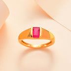 African Ruby Solitaire Ring in 14K Gold Overlay Sterling Silver 1.04 Ct