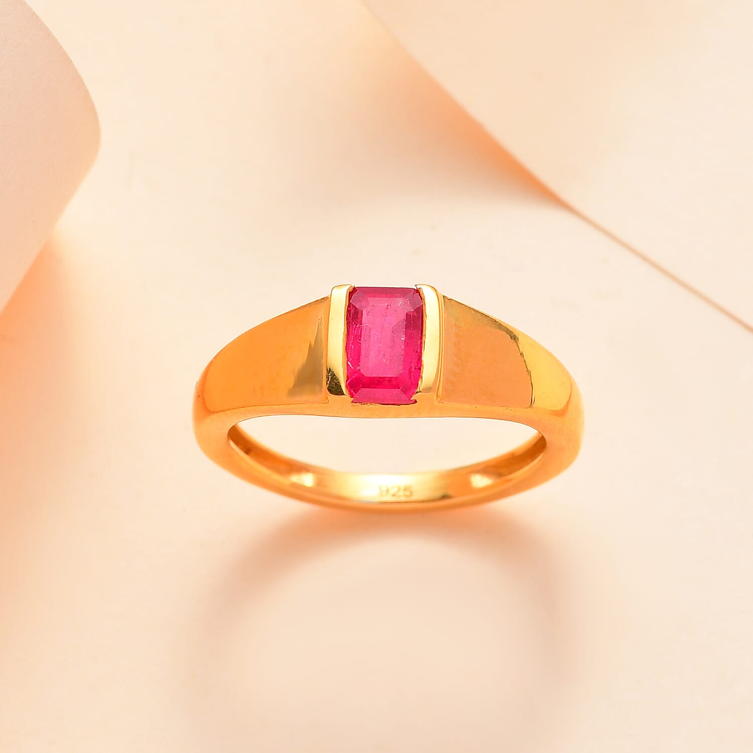 Ruby (FF) Solitaire Ring in 14K Gold Overlay Sterling Silver 1.04 Ct  1.040  Ct. 7519838 1