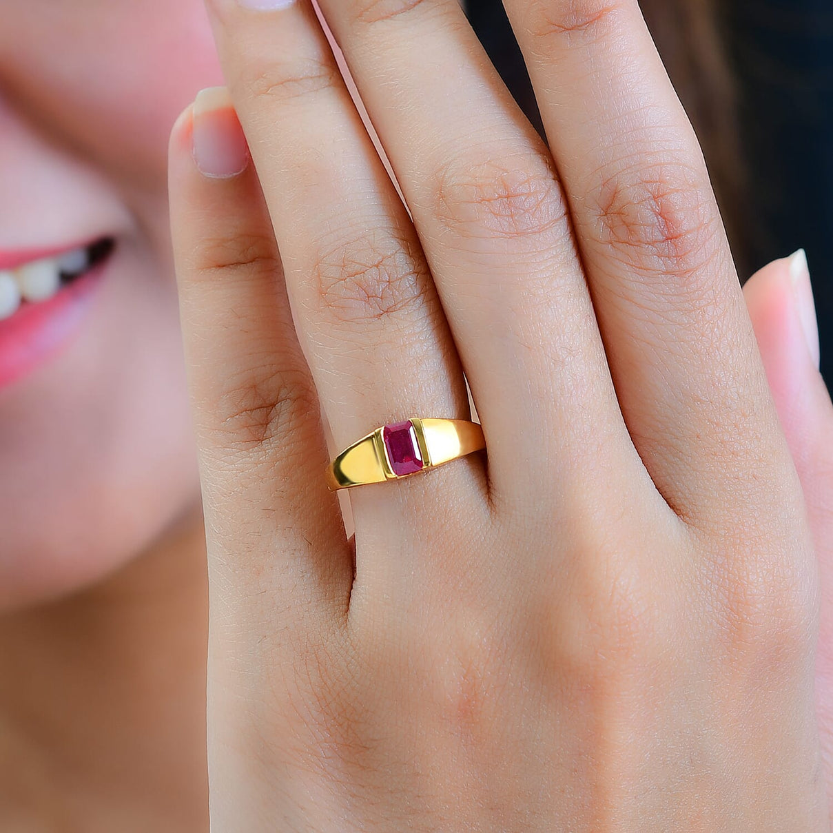 Ruby (FF) Solitaire Ring in 14K Gold Overlay Sterling Silver 1.04 Ct  1.040  Ct. 7519838 2