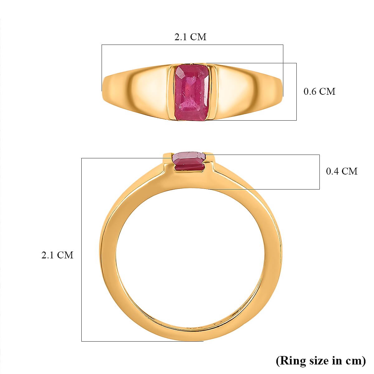 Ruby (FF) Solitaire Ring in 14K Gold Overlay Sterling Silver 1.04 Ct  1.040  Ct. 7519838 5