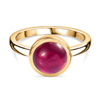 African Ruby Solitaire Ring in 18K YG Vermeil Sterling Silver 3.70 Ct
