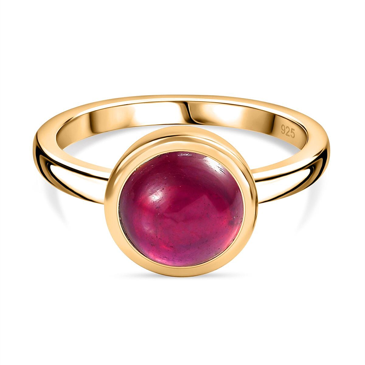 African Ruby Solitaire Ring in 18K Yellow Gold Vermeil Plated Sterling Silver 3.70 Ct 7773571 0