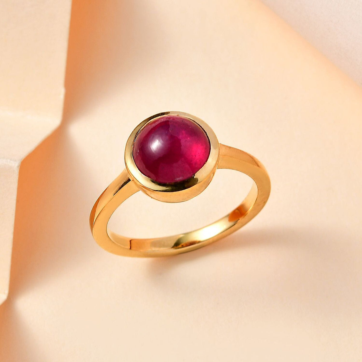 African Ruby Solitaire Ring in 18K Yellow Gold Vermeil Plated Sterling Silver 3.70 Ct 7773571 1