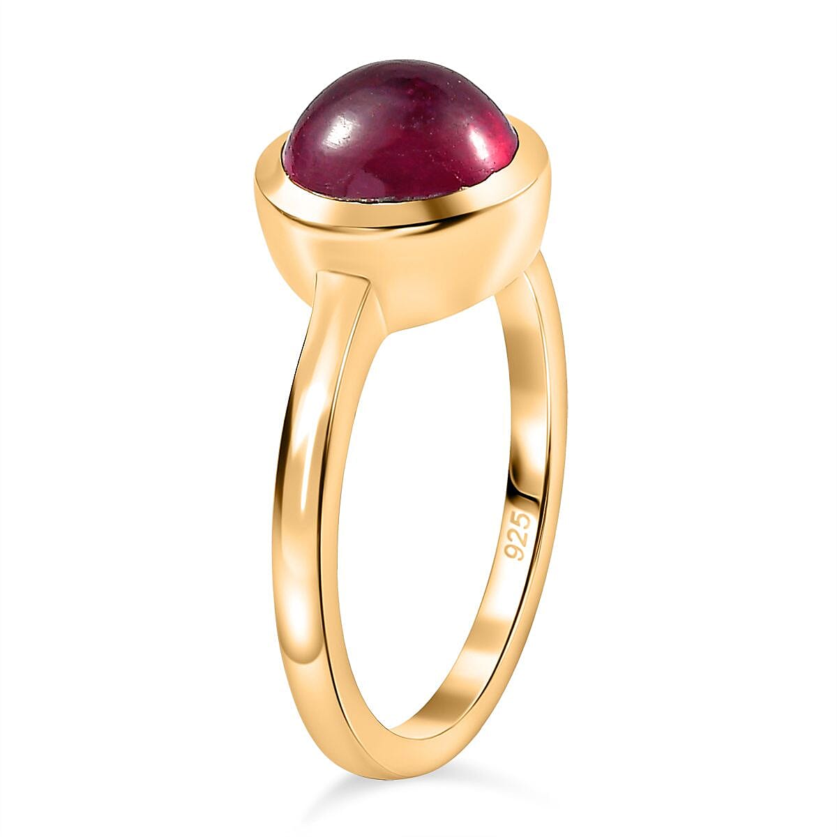 African Ruby Solitaire Ring in 18K Yellow Gold Vermeil Plated Sterling Silver 3.70 Ct 7773571 3