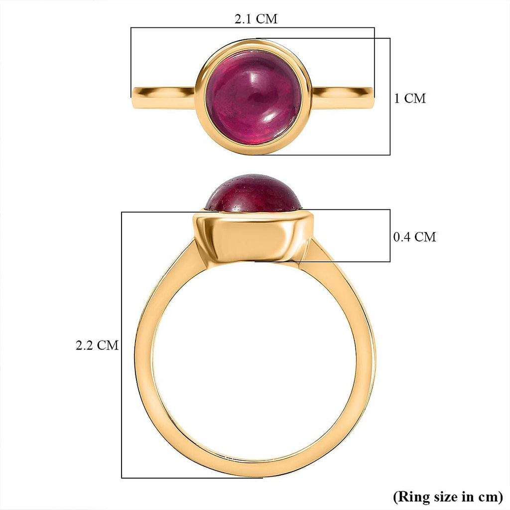 African Ruby Solitaire Ring in 18K YG Vermeil Sterling Silver 3.70 Ct