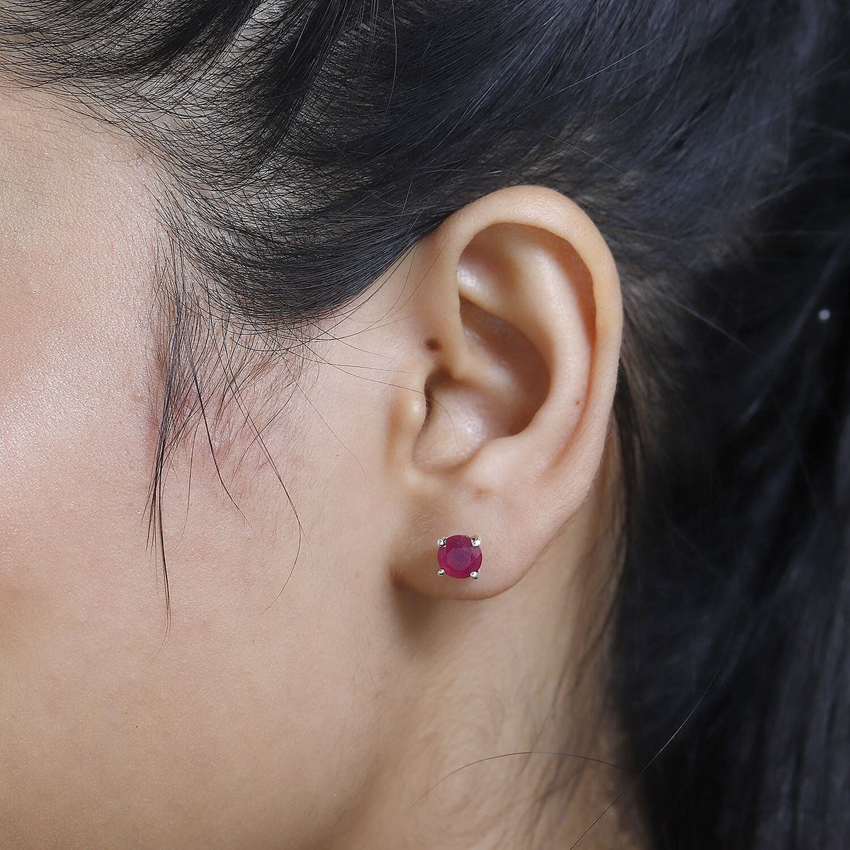African Ruby Solitaire Stud Earrings in Platinum Overlay Sterling Silver 2.60 Ct. 7767532 2