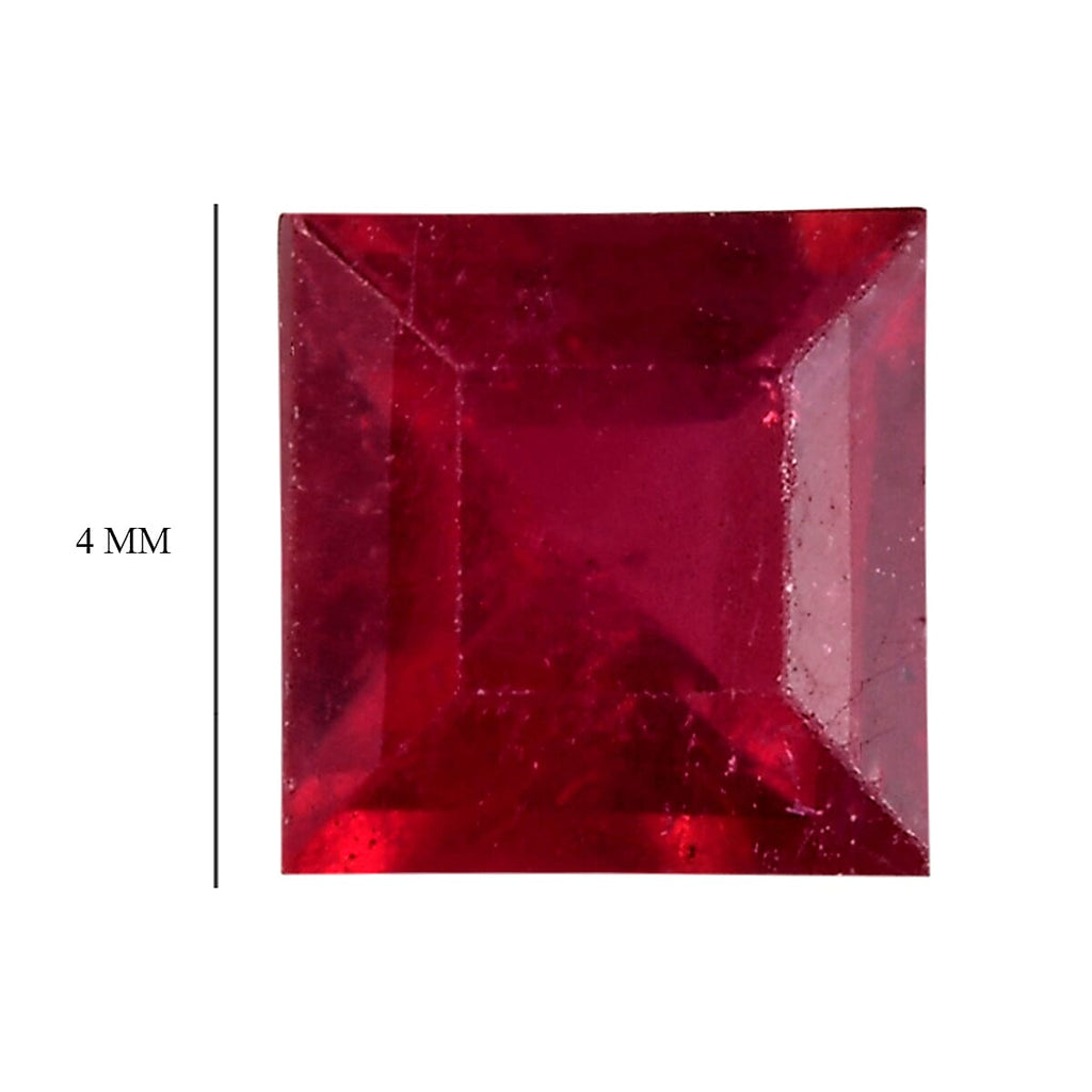 Fissure Filled Ruby Square Gemstone 0.37 Ct.