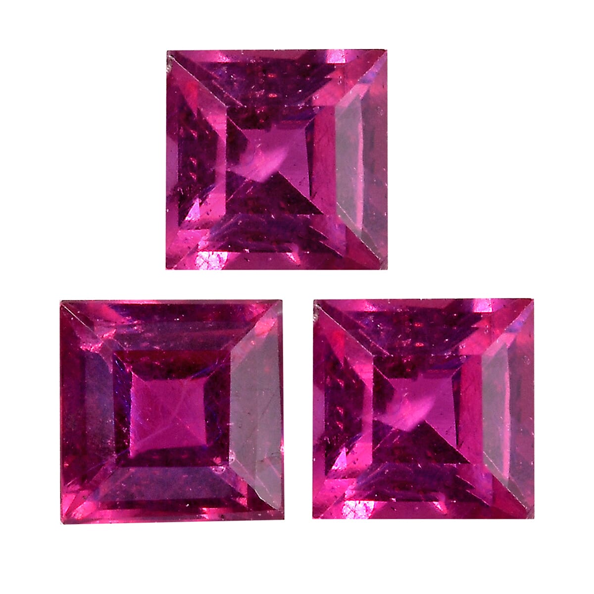 Set of 3 Fissure Filled Ruby Loose Gemstones in Square Shape 1.09 Ct. 8062404 0