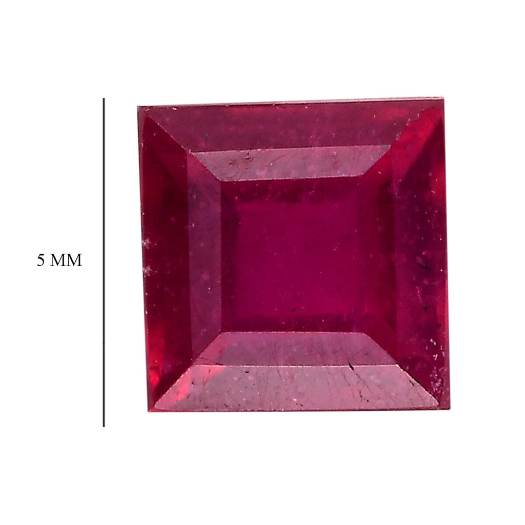 Fissure Filled Ruby Square Gemstone 0.85 Ct.