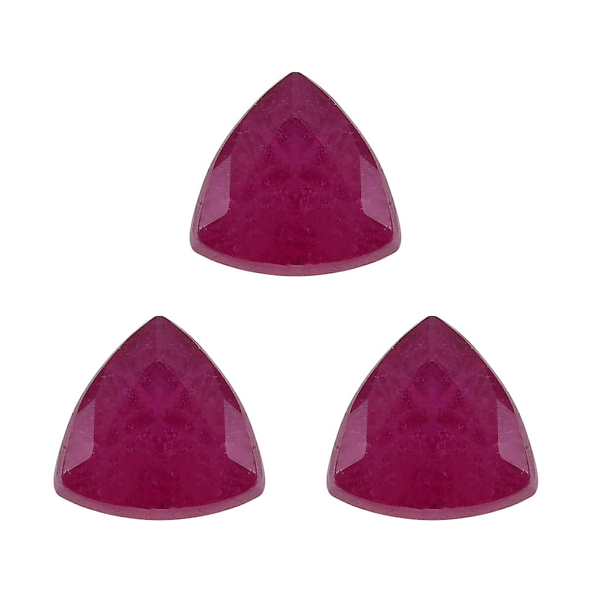Set of 3 Fissure Filled Ruby Loose Gemstones in Trillion Shape 0.89 Ct. 8072239 0