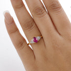 African Ruby & White Diamond Ring in 18K Vermeil Yellow Gold Plated Sterling Silver 1.23 Ct.