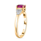 African Ruby & White Diamond Ring in 18K Vermeil Yellow Gold Plated Sterling Silver 1.23 Ct.