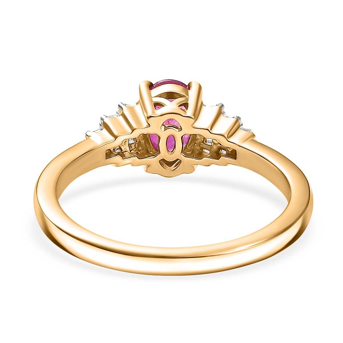 African Ruby &amp; White Diamond Ring in 18K Vermeil Yellow Gold Plated Sterling Silver 1.23 Ct. 8042555 5