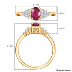 African Ruby & White Diamond Ring in 18K Vermeil Yellow Gold Plated Sterling Silver 1.23 Ct.