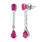 Fissure Filled Ruby , White Topaz Solitaire Stud Push Post Earring in Platinum Overlay Sterling Silver 2.52 ct  2.524  Ct.