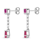 Fissure Filled Ruby , White Topaz Solitaire Stud Push Post Earring in Platinum Overlay Sterling Silver 2.52 ct  2.524  Ct.