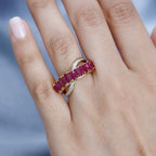 African Ruby & Natural Zircon Bypass Ring in 18K Yellow Gold Vermeil Plated Sterling Silver 3.50 Ct.
