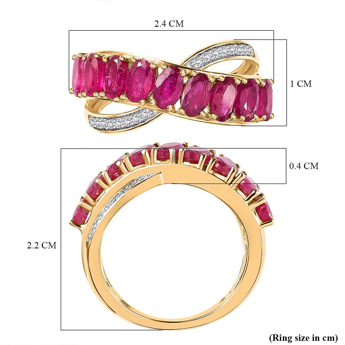 African Ruby &amp; Natural Zircon Bypass Ring in 18K Yellow Gold Vermeil Plated Sterling Silver 3.50 Ct. 7705843 6