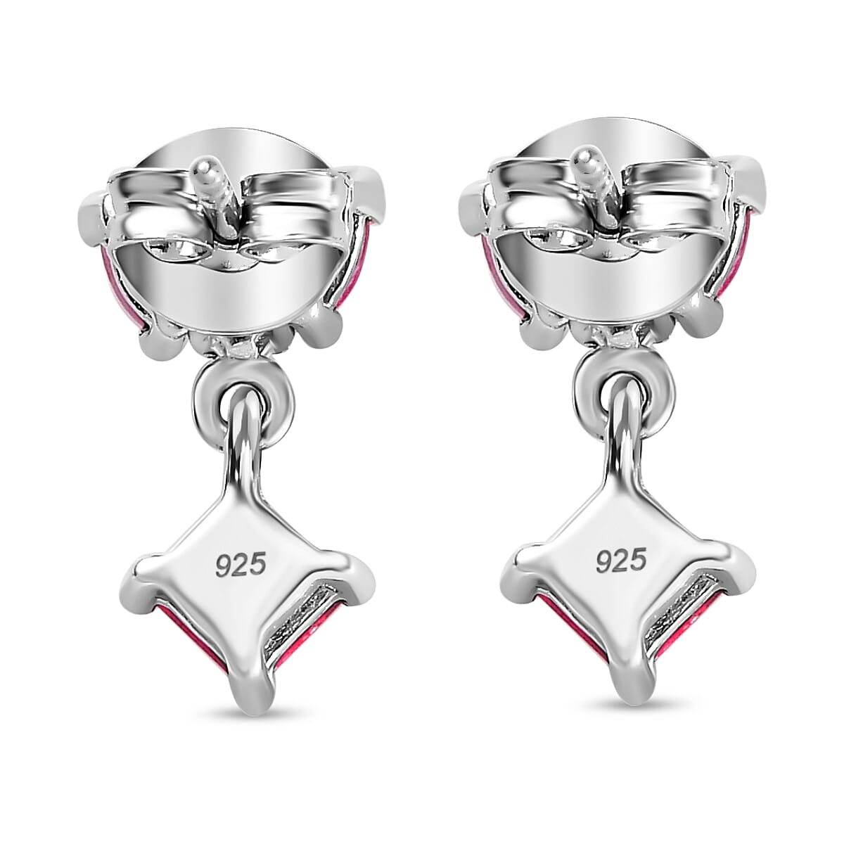 African Ruby &amp; Natural Zircon Dangle Earrings in Platinum Overlay Sterling Silver 2.10 Ct 7705897 6