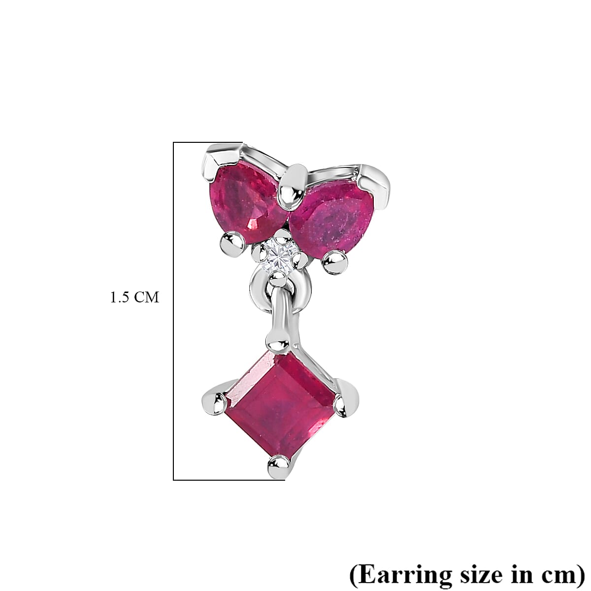 African Ruby &amp; Natural Zircon Dangle Earrings in Platinum Overlay Sterling Silver 2.10 Ct 7705897 7