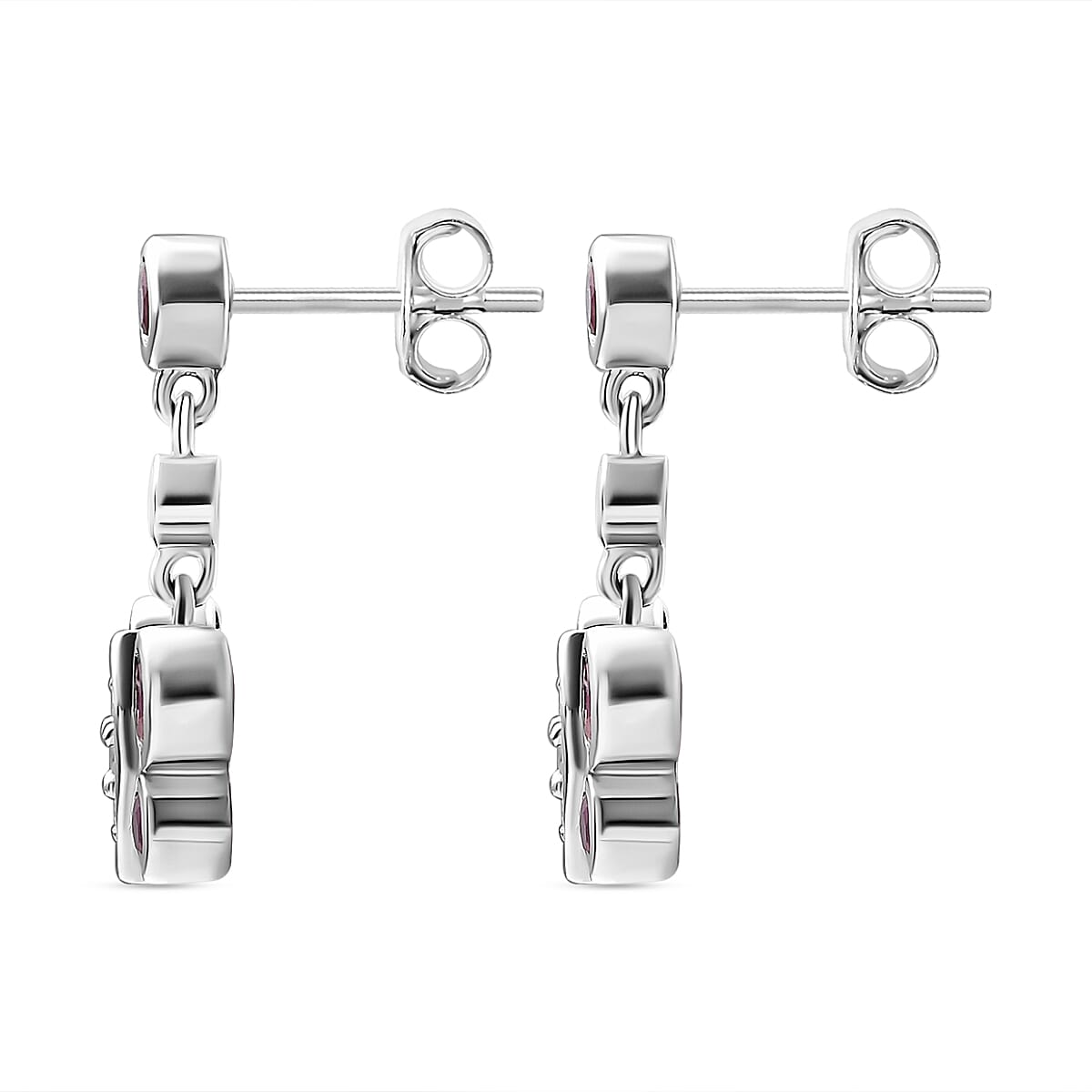 African Ruby &amp; Natural Zircon Dangle Earrings in Platinum Overlay Sterling Silver 2.14 Ct 7710488 5