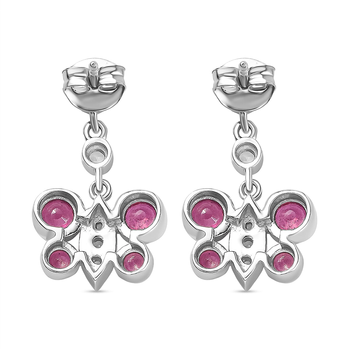 African Ruby &amp; Natural Zircon Dangle Earrings in Platinum Overlay Sterling Silver 2.14 Ct 7710488 6