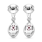 African Ruby & Natural Zircon Dangle Earrings in Platinum Overlay Sterling Silver 1.61 Ct