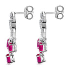 African Ruby & Natural Zircon Dangle Earrings in Platinum Overlay Sterling Silver 4.89 Ct