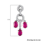 African Ruby & Natural Zircon Dangle Earrings in Platinum Overlay Sterling Silver 4.89 Ct