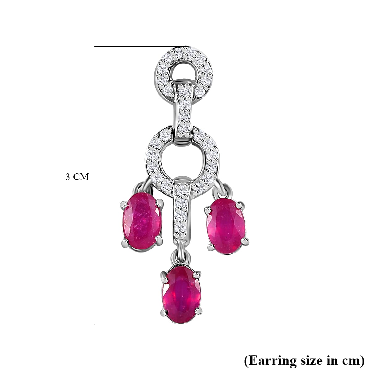 African Ruby &amp; Natural Zircon Dangle Earrings in Platinum Overlay Sterling Silver 4.89 Ct 7715887 7