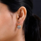 African Ruby & Natural Zircon Dangle Floral Earrings in 18K Vermeil YG Plated Sterling Silver 1.23 Ct, Silver Wt. 9.46 Gms