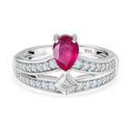 African Ruby & Natural Zircon Ring in Platinum Overlay Sterling Silver 1.51 Ct