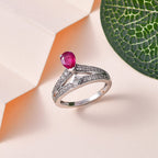 African Ruby & Natural Zircon Ring in Platinum Overlay Sterling Silver 1.51 Ct