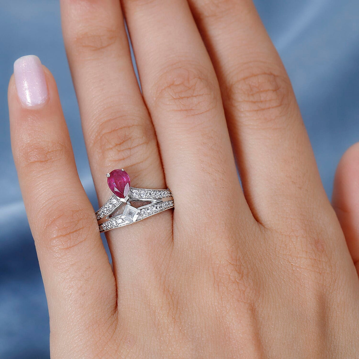 African Ruby &amp; Natural Zircon Ring in Platinum Overlay Sterling Silver 1.51 Ct 7705960 2