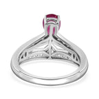 African Ruby & Natural Zircon Ring in Platinum Overlay Sterling Silver 1.51 Ct