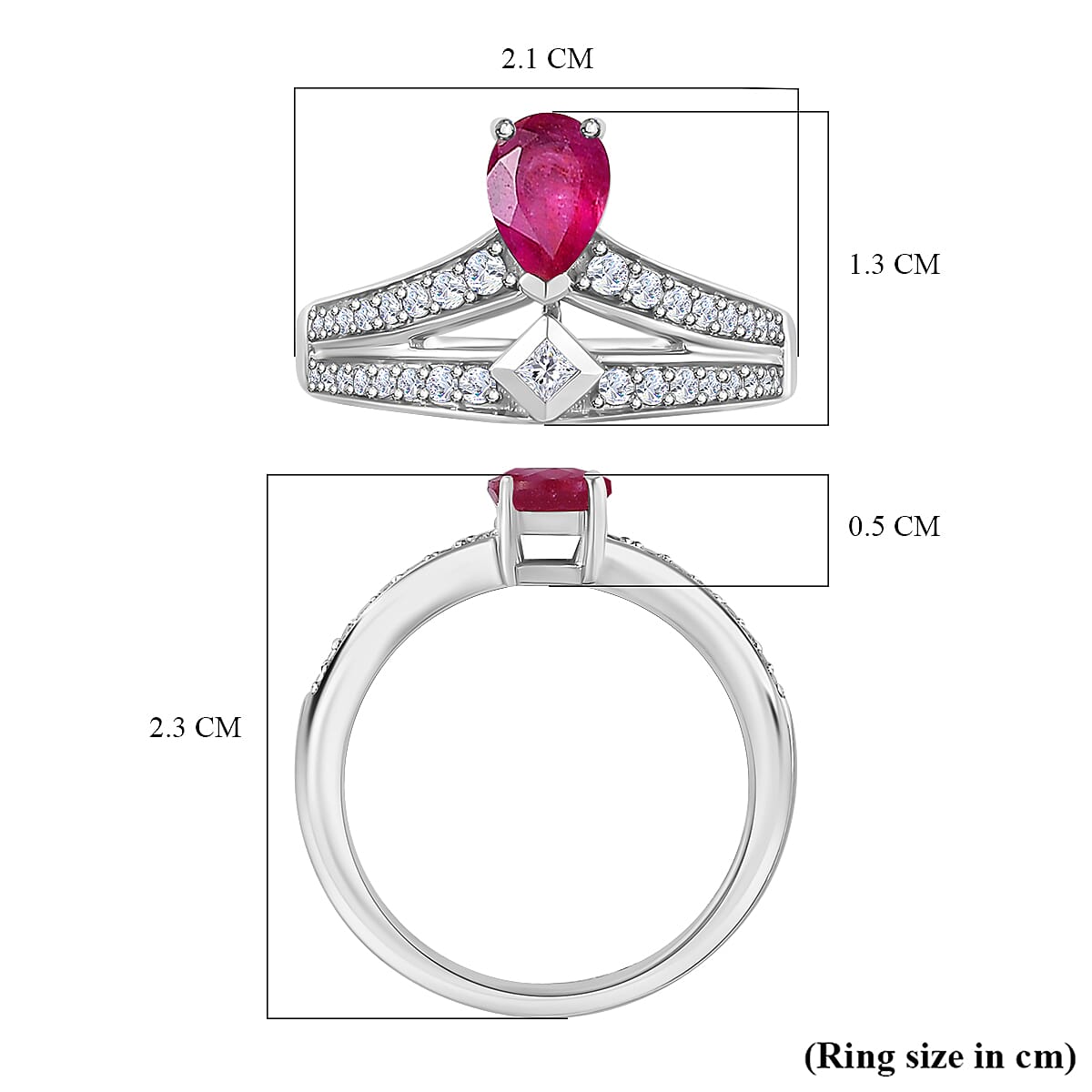 African Ruby &amp; Natural Zircon Ring in Platinum Overlay Sterling Silver 1.51 Ct 7705960 5