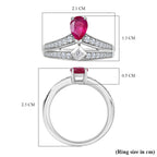 African Ruby & Natural Zircon Ring in Platinum Overlay Sterling Silver 1.51 Ct