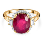 African Ruby & Natural Zircon Ring in 18K Vermeil YG Plated Sterling Silver
