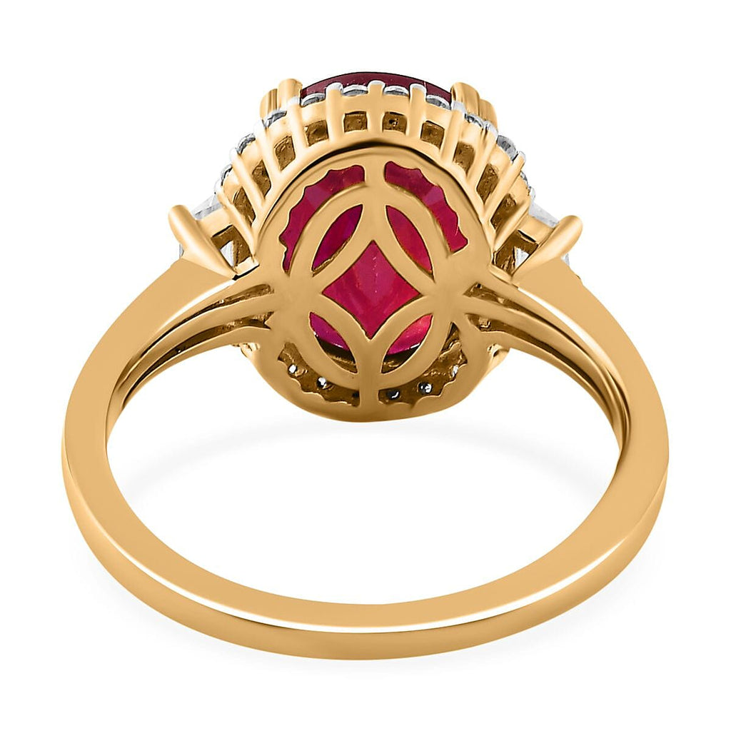 African Ruby & Natural Zircon Ring in 18K Vermeil YG Plated Sterling Silver